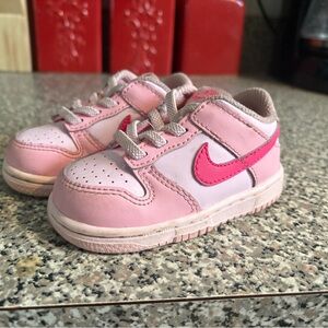 Nike Kids Light Pink and Hot Pink Sneakers